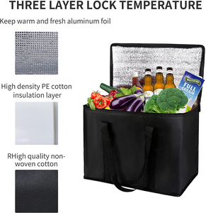 Sac isotherme non tissé imperméable BSCI pour <span class=keywords><strong>livraison</strong></span> à emporter, sac de courses extérieur, sac isotherme non tissé pour aliments avec fermeture éclair - Product Image 3