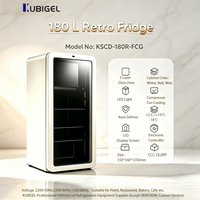 Mini réfrigérateur à double température de 180 L avec porte en verre, dégivrage automatique, contrôle LED, refroidissement direct pour un usage domestique
