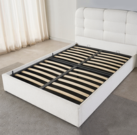 Lit King Size Moderne Minimaliste en Tissu, Grand Lit de Luxe Blanc Sherpa pour Chambre Parentale, Lit Double Modulaire Doux pour Appartement et Hôtel