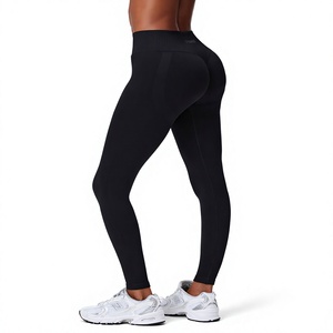 Leggings de yoga taille haute sans couture, couleur unie, extensibles dans quatre directions, pantalon à taille élastique, vêtements de sport, tenue de gym, extensible 4 directions - Product Image 6