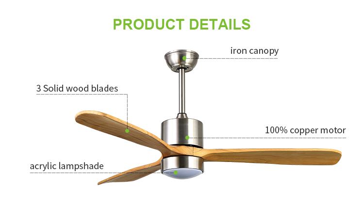 Breezelux New Arrival Modern Popular Decorative Wooden Fan Silent Design Ceiling Fan With Led Light