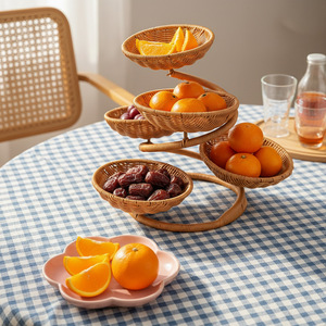 Panier en rotin tressé à la main multi-niveaux pour <span class=keywords><strong>fruits</strong></span>, idéal pour restaurants et usage domestique, plateau à <span class=keywords><strong>fruits</strong></span> secs, snacks et pâtisseries - Product Image 5