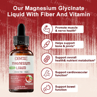 Liquide de glycinate de magnésium, gouttes de liquide de magnésium à haute absorption bromélaïne, vitamine B6, C, D, zinc, supplément de magnésium