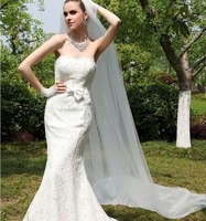 Voiles de mariée LY-WV0022 voile de mariage avec peigne dentelle 3m doux Tulle ivoire Double couches accessoires de mariage