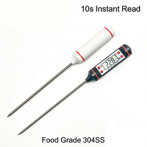 론미터 즉시 판독 식품 온도계 0.1 ℃   정밀도 높은 304 스테인리스 스틸 방수 바베큐 고기 요리용품 - Product Image 1