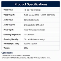 Convertisseur UNIEAN 1080P SDI vers HDMI avec sortie SDI en boucle pour utilisation en studio et en vidéosurveillance