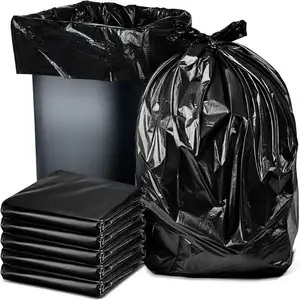 Vente en gros 40l 50l 100l PE-HD biodégradable 60 gallons sac poubelle robuste noir gros déchets sacs en plastique ordures