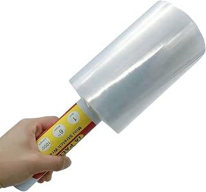Stretch Wrap Cling Film PE Film Transparent Industrial <b>Mini</b> Roll with Handle for Moving Shipping Adhering Shrink Film - Product Image 1