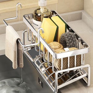 Distributeur de savon noir en acier inoxydable 304 antirouille, organiseur de cuisine et support de <span class=keywords><strong>rangement</strong></span> sous évier de salle de bain - Product Image 6