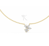 Collier en Y pour femme KRUP JEWELS avec diamant de laboratoire floral, pendentif goutte en or massif motif vigne botanique, pendentif lariat cascade naturel
