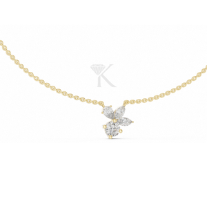 Collar con colgante de diamante talla pera en forma de Y, de oro macizo de 14K, con diseño de enredadera botánica, colgante colgante en cascada, de diamante cultivado en laboratorio, llamativo y de alta joyería - Product Image 2