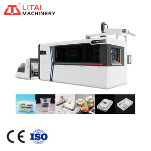 Petite machine de thermoformage de gobelets en plastique entièrement automatique à entraînement motorisé et imprimante Tqc-750s pour gobelets en plastique - Product Image 1
