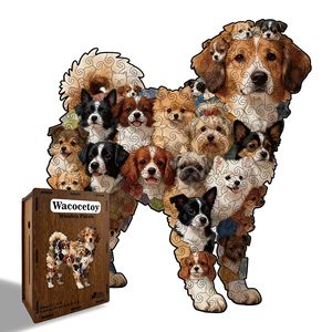 Wacocetoy Rompecabezas de madera con forma de cachorro, rompecabezas de dificultad para adultos, diseño gráfico personalizable, rompecabezas plano para adolescentes - Product Image 2