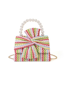 European and American spring and <b>summer</b> design sense pearl handbag fashion and versatile handmade bow women's woven straw <b>bag</b> - Product Image 3