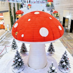 Champignon géant gonflable rouge à pois avec logo personnalisé et éclairage LED, idéal pour la publicité nocturne en jardin, centre commercial ou événement féerique - Product Image 6