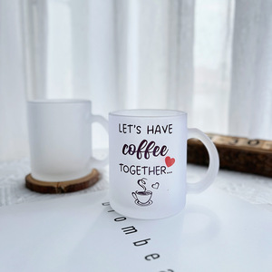 Taza de vidrio esmerilado con asa para sublimación, transferencia de calor, logotipo personalizado, 350 ml, para café, té, regalo - Product Image 2