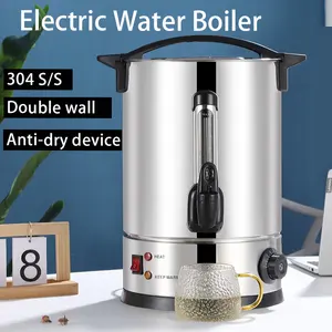 Urna de água preta prateada 8-45L, dispensador comercial de água quente, café, leite, chá, bebidas, caldeira de água