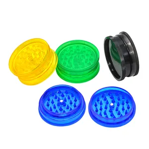 60mm Plastic Herb Grinder 2 Parts Tobacco Grinder Custom Logo Cheap Price Smoking Accessories Wholesale