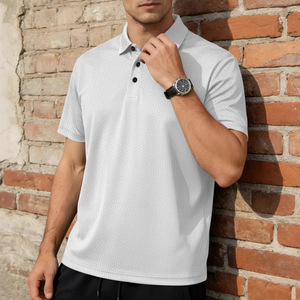Polo en nylon pour homme Temu, manches courtes, couleur unie kaki, sport d'été, col classique, grande taille, design en maille de soie glacée - Product Image 4