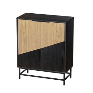 Mueble Moderno de 2 Puertas y 2 Tonos de Color, de Metal y MDF, Resistente, para Sala de Estar, con Estantes Ajustables, Aparador, Alacena, Mueble de Comedor, para Villa - Product Image 4