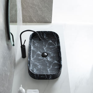 <span class=keywords><strong>Precio</strong></span> de fábrica Estilo de mármol Mesa de cerámica negra Fregadero DE ARTE rectangular Baño Superficie sólida <span class=keywords><strong>Lavabo</strong></span> elegante - Product Image 2