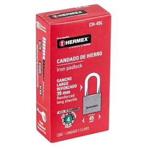 Master con lucchetto in ferro da 36 unità con gancio lungo 45 mm in scatola, HERMEX - Product Image 3