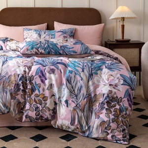 Hot Sale High Quality Egyptian Cotton Bed Sheet Flower <strong>Duvet</strong> Cover Printed Floral 4pcs <strong>Purple</strong> Bedding <strong>Set</strong> - Product Image 2