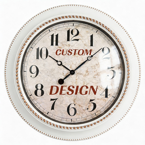 Horloge murale bordeaux 18 pouces, luxe, rouge vin, bordure dorée perlée, cadran carte du monde ancien, mouvement silencieux à quartz, rétro, ronde, Reloj De Pared - Product Image 2
