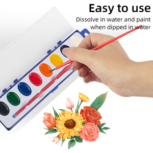 Ensemble de peinture <span class=keywords><strong>à</strong></span> l'<span class=keywords><strong>aquarelle</strong></span> amusante et d'apprentissage en 8 couleurs lavables, y compris un pinceau pour les enfants <span class=keywords><strong>à</strong></span> la maison et <span class=keywords><strong>à</strong></span> l'école - Product Image 4