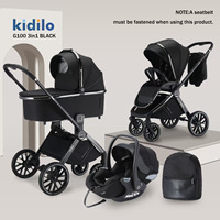 Poussette pliable 3-en-1 Kidilo G100 en alliage d'aluminium avec capacité de charge de 20 kg pour position assise/allongée, 0-12 mois