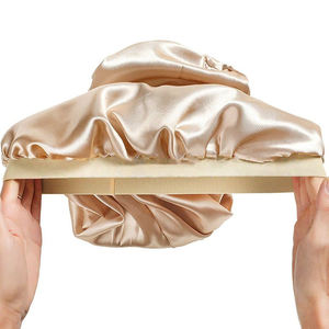 Gorro de satén con logotipo personalizado, gorro de seda <span class=keywords><strong>para</strong></span> <span class=keywords><strong>dormir</strong></span> <span class=keywords><strong>para</strong></span> cabello largo/<span class=keywords><strong>rizado</strong></span> con banda elástica - Product Image 4