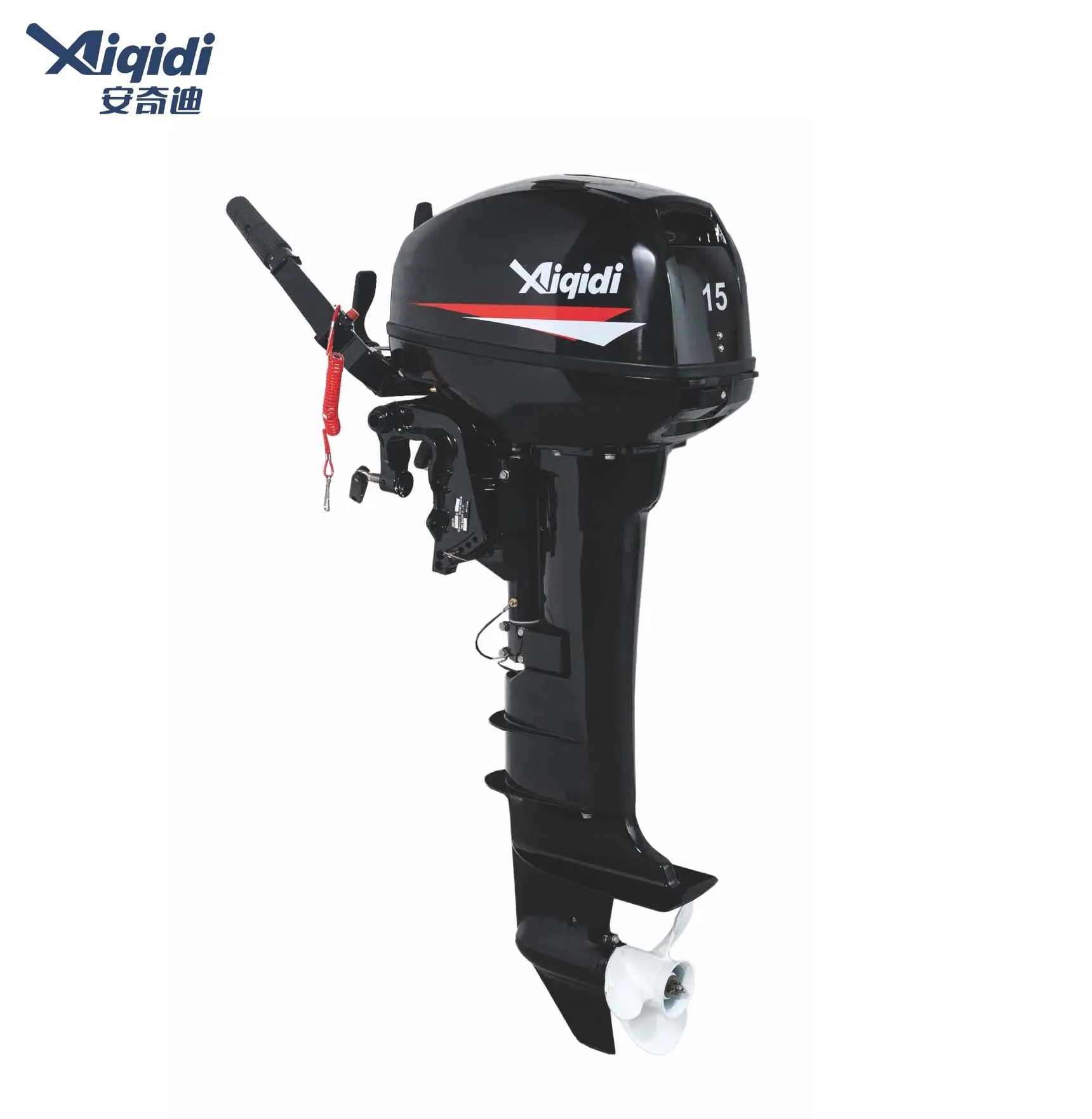 AIQIDI Ce aprobo 15HP Motor fueraborda de 2 tiempos 246cc Motor fueraborda de barco de inclinacion manual