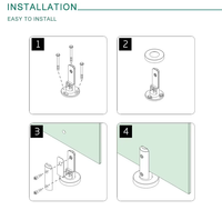 Accessoires de fixation modernes pour garde-corps de balcon en verre, clôture de piscine, garde-corps de toit et main courante d'escalier, en acier inoxydable noir satiné miroir, type spigot