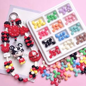 Peinture colorée boule à facettes à trois pétales empilant bricolage chaîne de téléphone portable porte-clés accessoires acrylique perles en vrac - Product Image 2