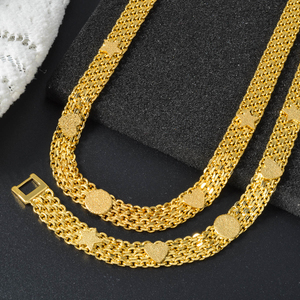 Conjunto de Collar y Pulsera Unisex con Corazón de Amor Chapado en Oro de 14K, Diseño Creativo y Personalizado, para Bodas y Fiestas, Venta al Por Mayor - Product Image 2