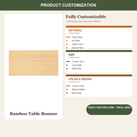Chemin de table en bambou tissé naturel 30x150cm, tapis de thé enroulable, décoration de table écologique, logo personnalisé OEM, chemin de table en bambou