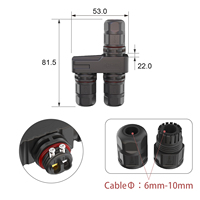 Conector de Cable de Alimentación con Rosca M16 de 2 Pines, 1 Entrada y 2 Salidas, Distribuidor Tipo F, Enchufe IP68 para Sistemas de Cableado de Luces Exteriores