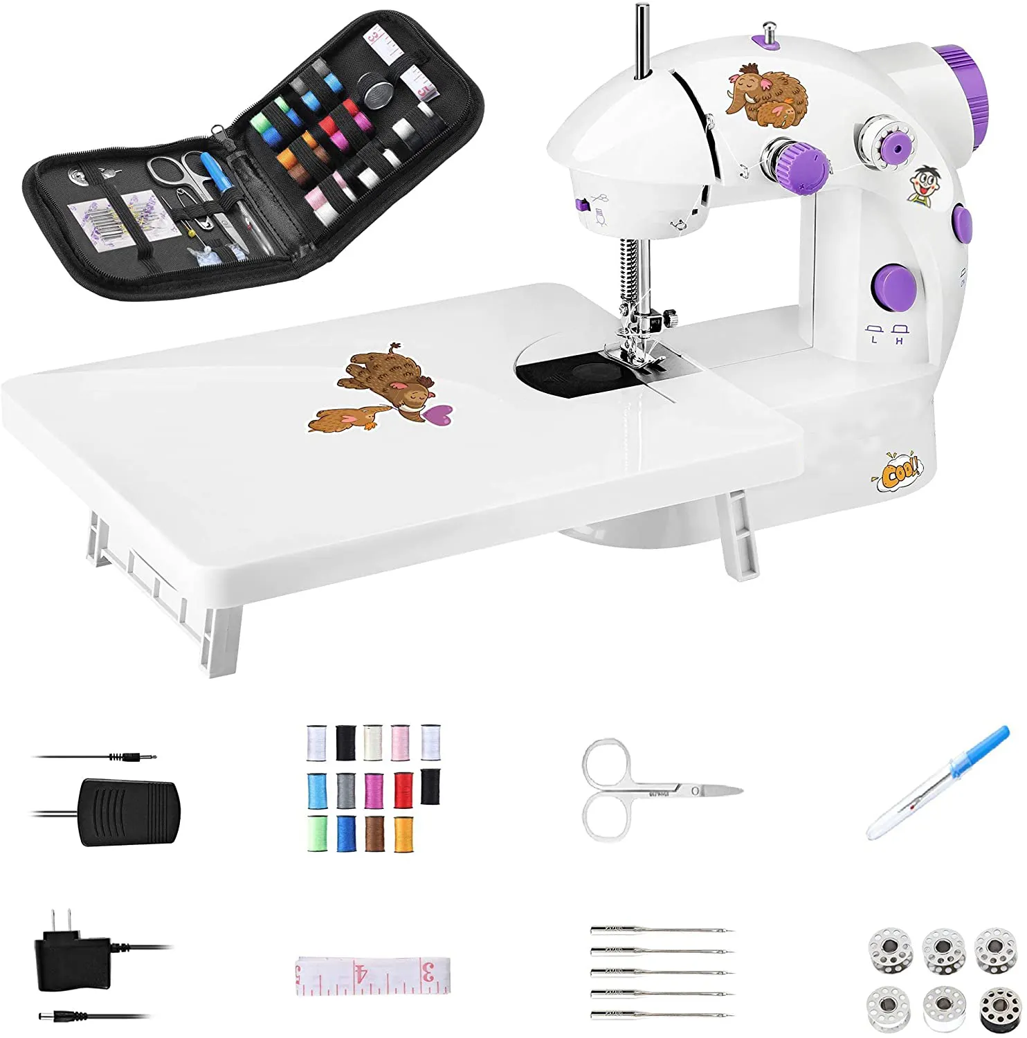 Zogifts Máquinas de costura de couro portátil Overlock Mini Singer Peças tipo peruca elétrica doméstica 795