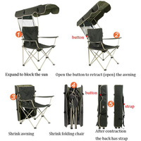 Vente chaude Personnalisé Extérieur Réglable Portable Pliant Pliable Voyage Camping Pelouse Parasol Plage Pêche Chaise Avec Auvent