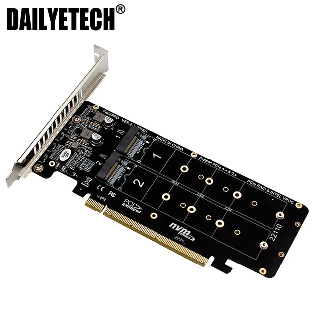 4Port M.2 NVME to PCI Express X16 4.0 Bifurcation Raid Controller M KEY NVME PCIE Split Card for 2230 2242 2260 2280 NVME M2 SSD