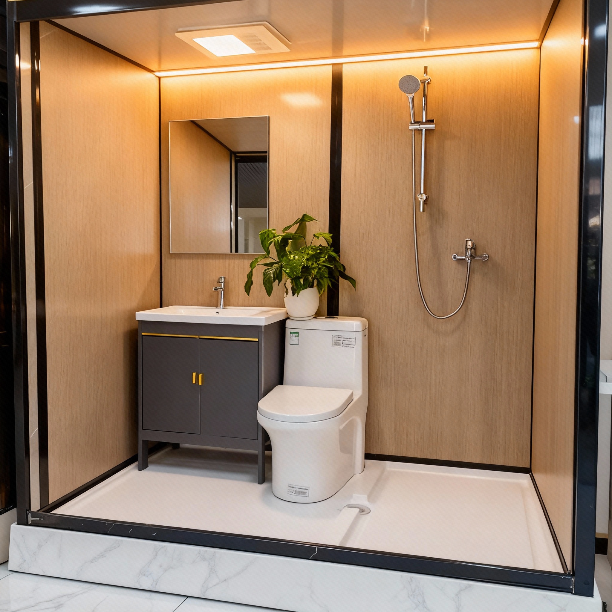 Prefabricated Hotel All in One Bathroom Integrated Shower Bathroom With Toilet 2