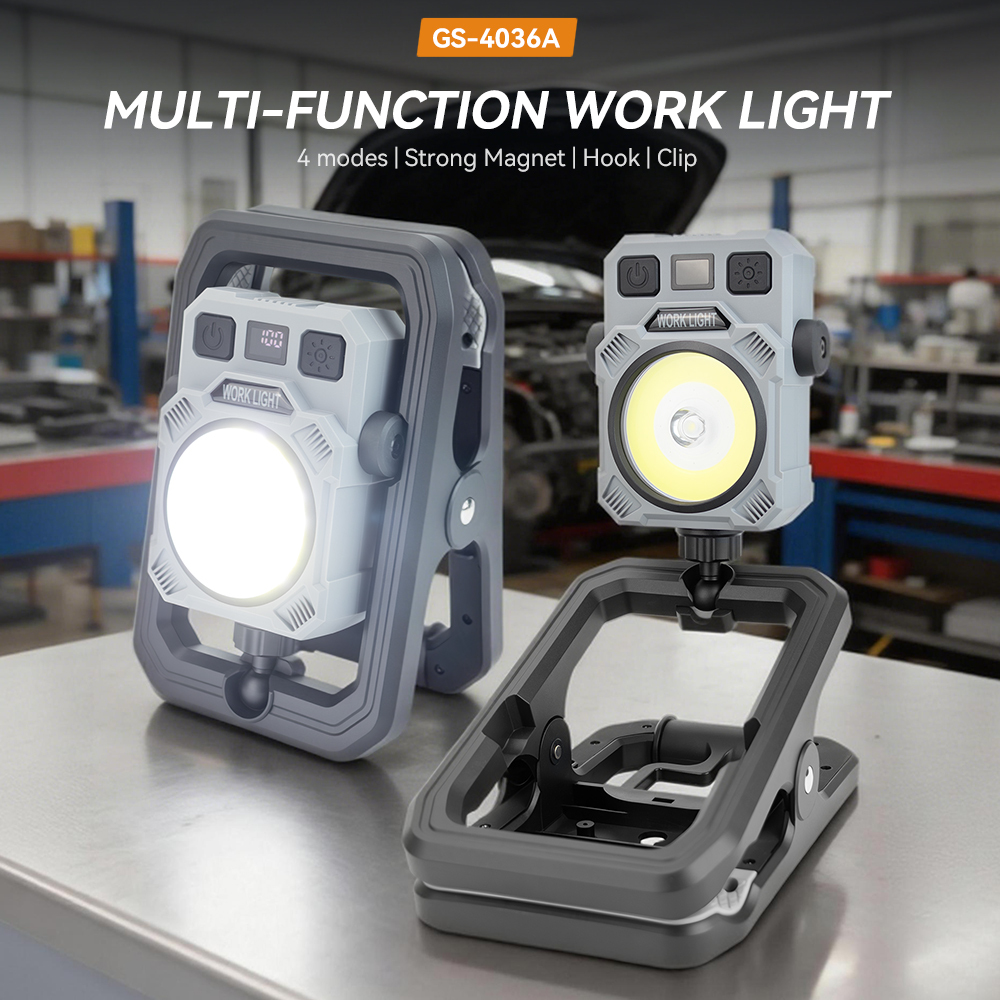 Multifunctional COB LED Work Light with Clip Magnetic 360° Rotatable Replaceable 18650 Battery for Camping Emergency Work Light