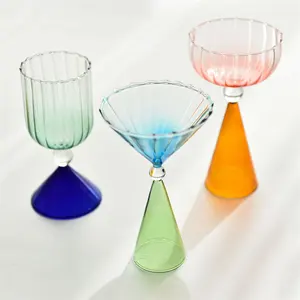 Solhui Creative striped ice cream cup gradient dessert glass drink cup ombre champagne goblets