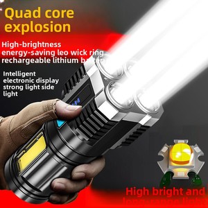 Độ bền cao có thể sạc lại dẫn đèn Pin Bốn đèn đa chức năng COB bên ánh sáng tầm xa Tìm Kiếm Ánh Sáng ABS Đèn cơ thể USB - Product Image 4