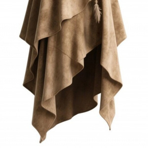 Falda de gamuza de color liso con diseño irregular, estilo retro occidental, cintura imperio vintage, código europeo transfronterizo, moda 2026 - Product Image 2