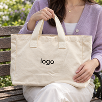 Tas Belanja Kanvas Reusable untuk Hadiah Ulang Tahun Properti, Tote Bag Logo Custom 48x35x12 cm dengan Pegangan Panjang untuk Hotel dan Jaringan Toko