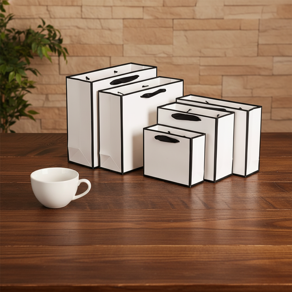 Custom Luxury Eco-Friendly Recyclable Paper Bags With Coated Ribbon For Craft Packaging Customizable Design