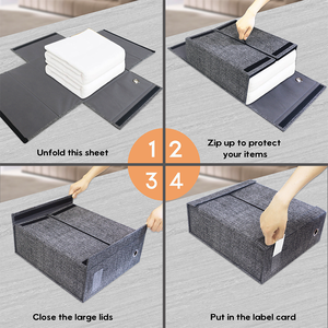 Organizadores de sábanas plegables con asa etiquetada y cremallera, cartón de tela para ahorrar espacio para sábanas tamaño Queen/<span class=keywords><strong>King</strong></span> - Product Image 3