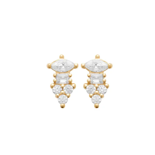 Factory Wholesale Tiny Diamond Studs Crystal Gold Plated 925 Silver Fine Jewelry Earrings