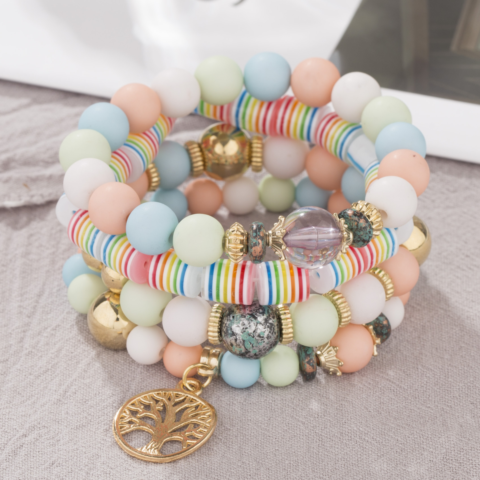 JW0101 Tree Layered Bracelet - Elegant Fringe Beaded Design